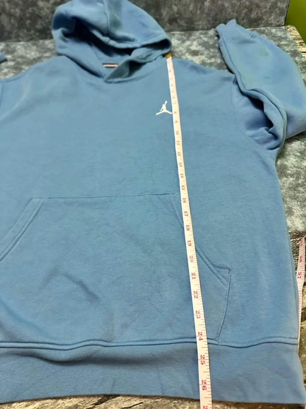 Jordan Light Blue Hoodie with Red Jumpman Logo M